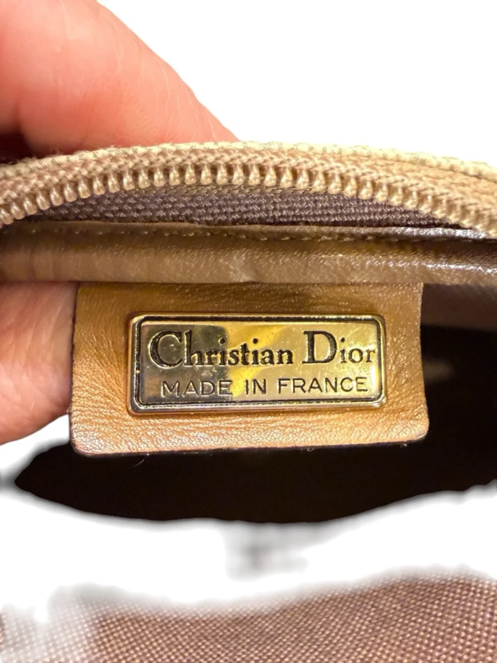 Dior Women’s Vintage Honeycomb PVC Leather Cream and Tan Signature Crossbody Bag